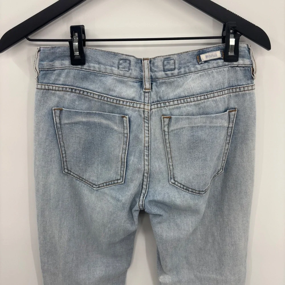 Brandy‎ Melville Distressed Jeans Womens 25 Light Wash Button Fly Boho 90s Y2K